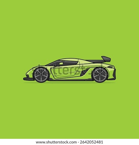 cartoon vector hypercar supercar racingcar green colors flat design style