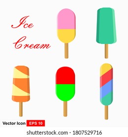 Cartoon vector ice cream set. Illustration of ice cream dessert.