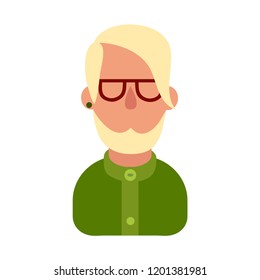 Cartoon vector icon of computer geek. Vector flat icon of computer geek. Software Engineer, Front-End Developer, Support Team Members, Database Administrators, Graphic Designers, QA Specialists, iOS D
