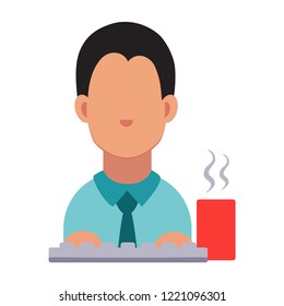 Cartoon vector icon of computer geek. Vector flat icon of computer geek. Software Engineer, Front-End Developer, Support Team Members, Database Administrators, Graphic Designers, QA Specialists, iOS