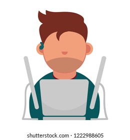 Cartoon vector icon of computer geek. Vector flat icon of computer geek. Software Engineer, Front-End Developer, Support Team Members, Database Administrators, Graphic Designers, QA Specialists, iOS