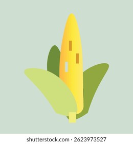 Cartoon vector icon of a corn, isolated on white background.
