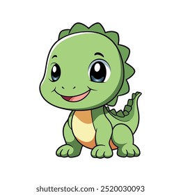Cartoon vector icon of a cute baby dino
