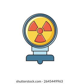 A cartoon vector icon depicting a device with a circular screen displaying a radiation symbol, suggesting a sensor or detector for radioactive material.