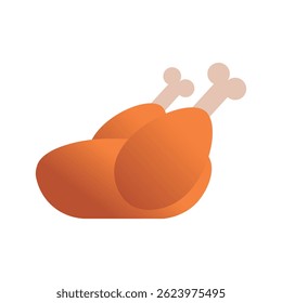 Cartoon vector icon of fried chicken, isolated on a white background.