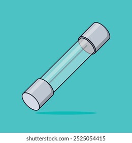 A Cartoon Vector Icon Illustration of a D – Type Cartridge Fuse Signifying electronics components Object Icon Concept