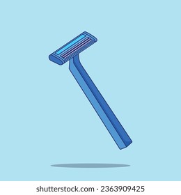 A Cartoon Vector Icon Illustration of a Disposable Razor, Signifying Barber's Tools Object Icon Concept. Isolated Flat Design