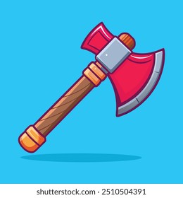 Cartoon Vector Icon Illustration of a Floating Axe
