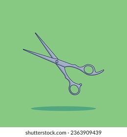 A Cartoon Vector Icon Illustration of Hair Scissors, Depicting Barber's Tools Object Icon Concept. Isolated Premium Flat Design