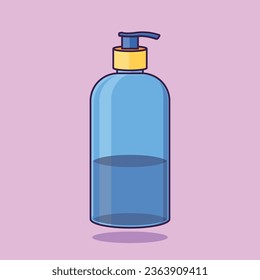 A Cartoon Vector Icon Illustration of a liquid soap bottle, Signifying Barber's Tools Object Icon Concept. Isolated Flat Design