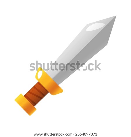 Cartoon vector icon illustration of medieval knight sword isolated on white background.