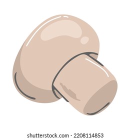 Cartoon vector icon illustration of mushroom champignon. Fresh cartoon organic mushroom isolated on white background used for magazine, book, poster, card, menu cover, web pages.