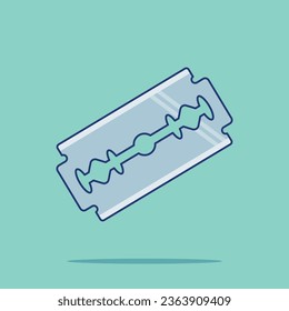 A Cartoon Vector Icon Illustration of a Razor Blade, Signifying Barber's Tools Object Icon Concept. Isolated Flat Design