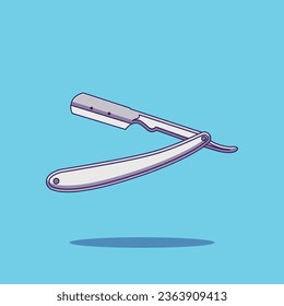 Icono de vector de dibujos animados Ilustración de un Razor recto, que representa el concepto de icono de objeto de cuidado personal. Diseño plano premium aislado