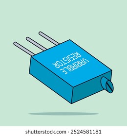 A Cartoon Vector Icon Illustration of a Variable Resistor Signifying electronics components Object Icon Concept