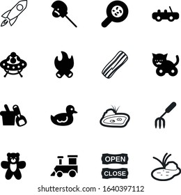 cartoon vector icon set such as: camp, tasty, shower, head, banner, icons, duck, close, closed, rocket, cooking, decoration, lucky, material, stock, sketch, communication, collection, magnifying