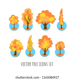 cartoon vector icons autumn tree flat