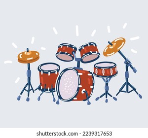 Cartoon vector illuatration of Acoustic drum set isolated on white background