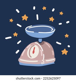Cartoon vector illuatration of balance measure kitchen utensil over dark background