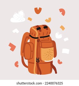 Iluminación vectorial de dibujos animados de la mochila de acampada