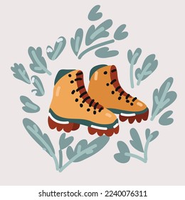 Cartoon vector illuatration of Pair of hiking boots