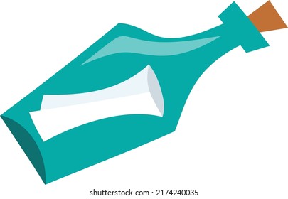 A cartoon vector illusration of message in a bottle.