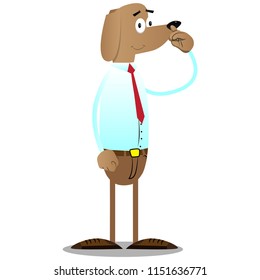 Cartoon vector illustrated business dog with sympathy.
