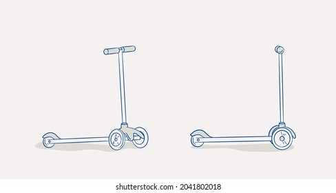 Cartoon Vector Illustration Of a 3 Wheel Scooter. 