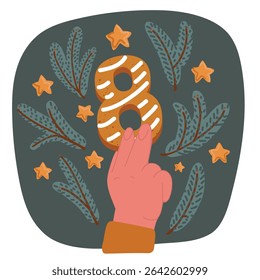 Cartoon vector illustration of 8 March Happy International Womens Day. Eight gingerbread number