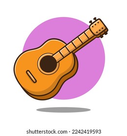 Cartoon vector illustration acoustic guitar colorful musical instrument