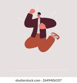 Ilustração vetor de desenhos animados de cara feliz ativo está pulando