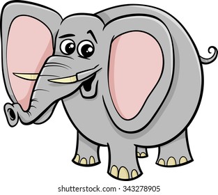 Cartoon Vector Illustration of African Elephant Animal Character