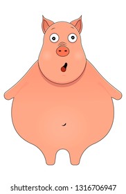Cartoon vector illustration of a amazed pig.