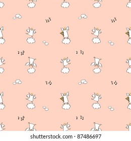 cartoon vector illustration of angels playing and dancing in pink