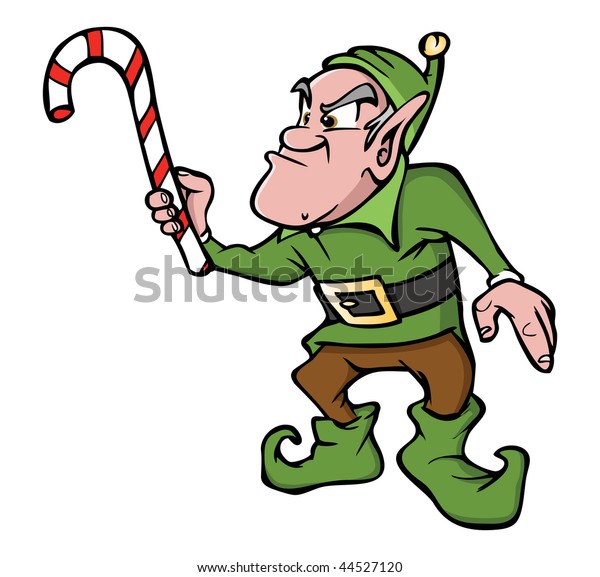 Cartoon Vector Illustration Angry Elf Candy Stock Vector (Royalty Free ...