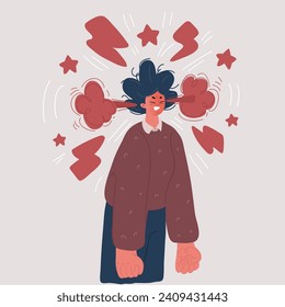 Cartoon vector illustration of angry woman