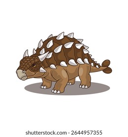 cartoon vector illustration of ankylosaurus. cartoon vector illustration dinosaur suitable for poster, brochure, web, mascot, sticker, etc.