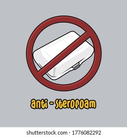 Cartoon vector illustration of anti styrofoam signage fit for menu, label, collection and assets.