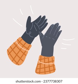 Cartoon vector illustration of applause black hands