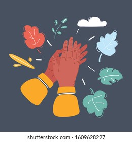 Cartoon vector illustration of Applause icon on dark background.