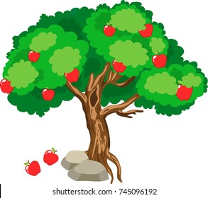 Cartoon Vector Illustration Apple Tree Red Stock Vector (Royalty Free ...