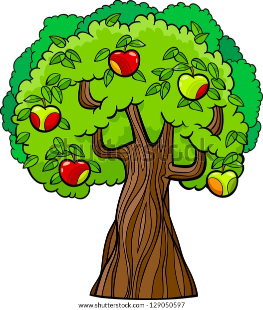 Cartoon Vector Illustration Apple Tree Juicy Stock Vector (Royalty Free ...