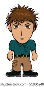 cartoon vector illustration Asian guy
