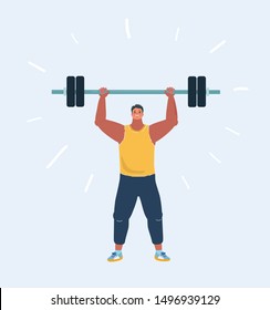 Cartoon vector illustration of Athlete weightlifter on white background.