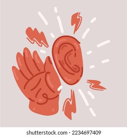 Ilustración vectorial de dibujos animados de ícono de escucha atenta, escuchar rumores o secretos, noticias sociales