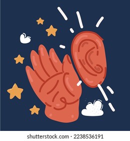 Cartoon vector illustration of attentively ear listen icon, hear rumor or secret, social news, story media.