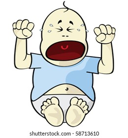 Cartoon vector illustration of a baby crying