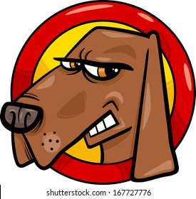 Cartoon Vector Illustration of Bad Angry Dog Sign