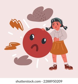 Dibujo vectorial de una chica de escuela de mala emoción