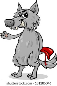 Cartoon Vector Illustration of Bad Wolf Character from Little Red Riding Hood Fairy Tale